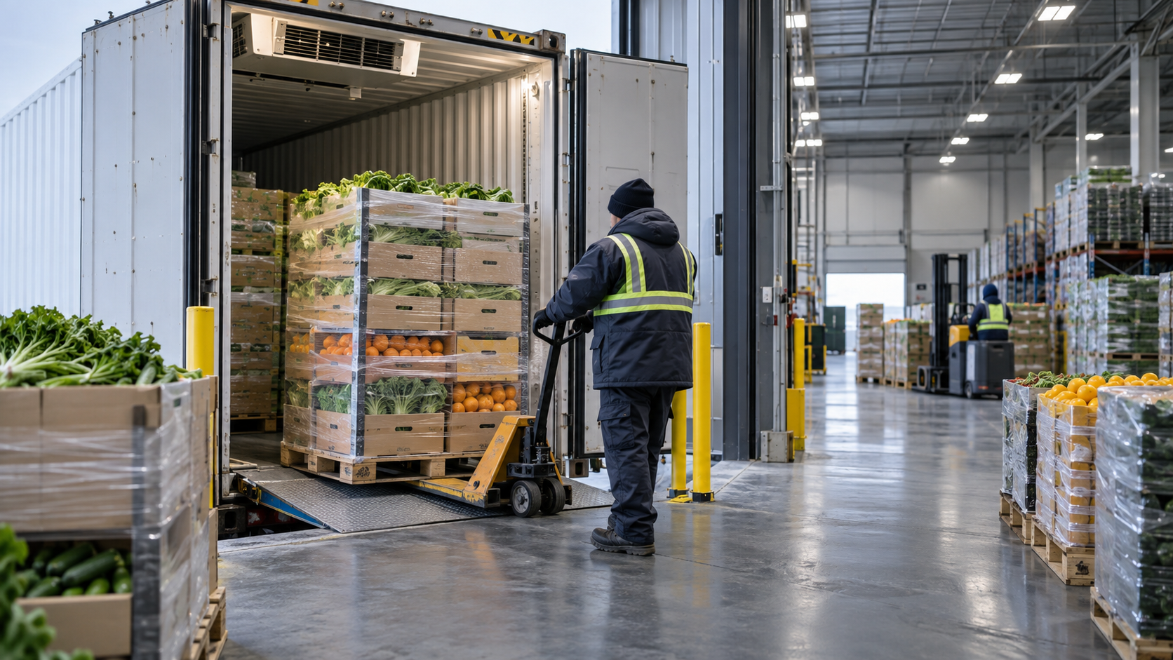 Illustrative refrigerated fresh produce distribution operation